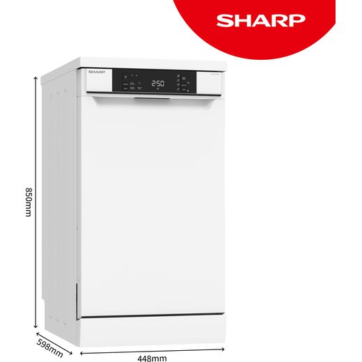 Sharp Slimline Dishwasher - White - Dimensions