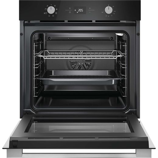Hoover HO6 H3T1CTX Built In Electric Single Oven - Stainless Steel - Front with door open shot 