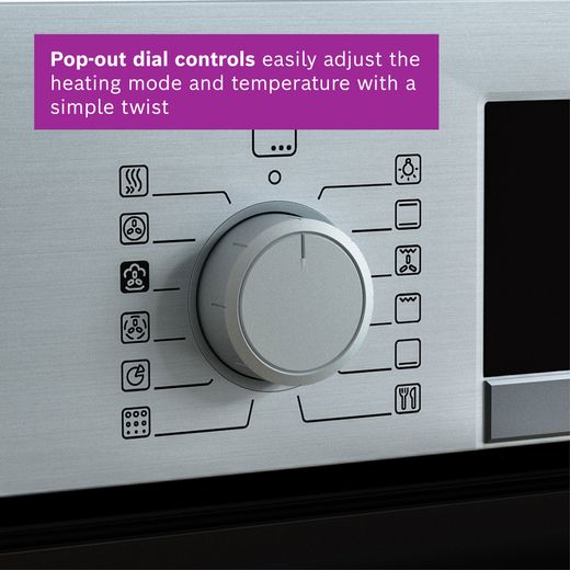 Bosch Series 4 HQA534BS3B Built In Electric Single Oven - Stainless Steel - Annotation - dial control