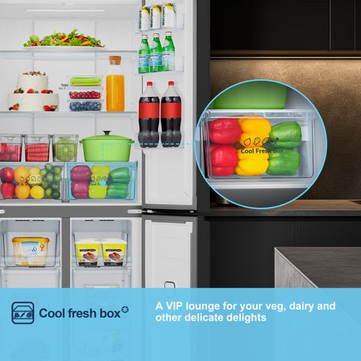 Fridgemaster American Fridge Freezer - Black - Annotation - Cool fresh box