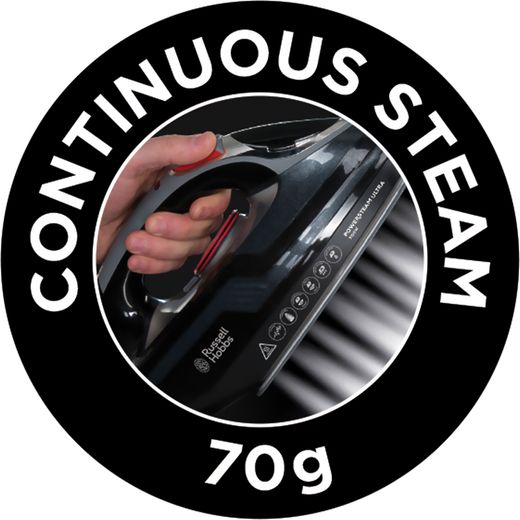 Russell Hobbs Power Steam Ultra 20630 3100 Watt Iron -Black - Annotation - Steam shot