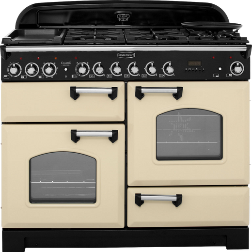 Rangemaster Classic Deluxe CDL110DFFCR/C 110cm Dual Fuel Range Cooker - Cream / Chrome - A/A Rated
