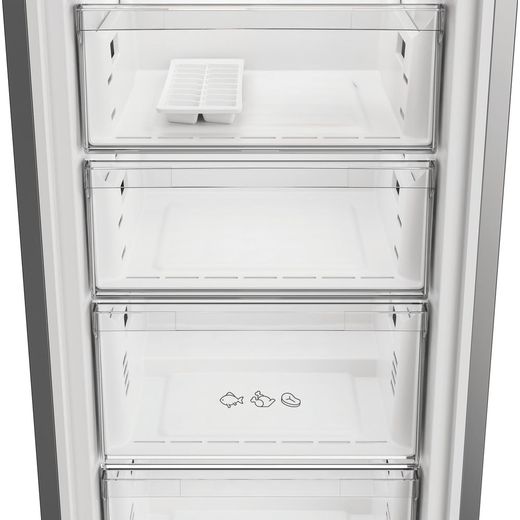 Hotpoint HPMFF 6312 XBR4UK 186cm Upright Freezer - Inox - close up freezer drawer shot