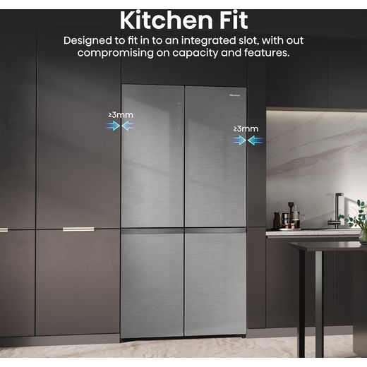 Hisense American Fridge Freezer - Silver Glass - Annotation - Kitchen fit