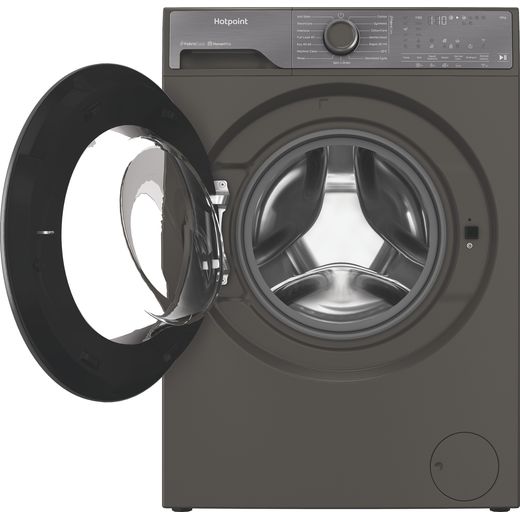 Hotpoint Fabric Care HB123WGCAREUK 12kg WiFi Connected Washing Machine with 1400 rpm - Dark Grey - Door open