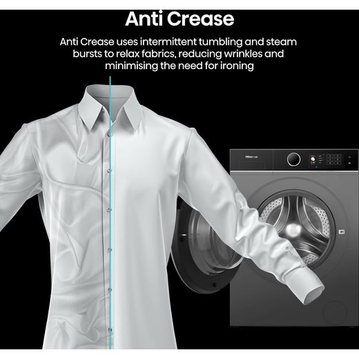 Hisense 5i KitchenFit Series WF5I9043BTFS 9kg Washing Machine with 1400 rpm - Titanium - Annotation - Anti Crease