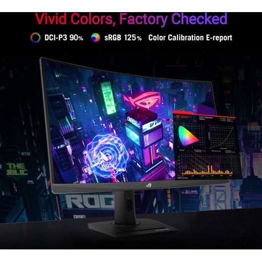 ASUS ROG Strix XG32WCS Quad HD 31.5" Gaming Monitor with AMD FreeSync - Black - Annotation - Vivid colours shot