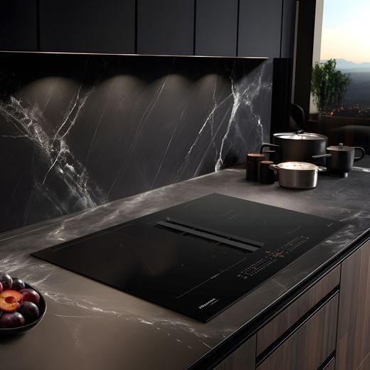 Hisense Hi6 HEH6432BSCWF 60cm Venting Induction Hob - Black - hob in kitchen shot