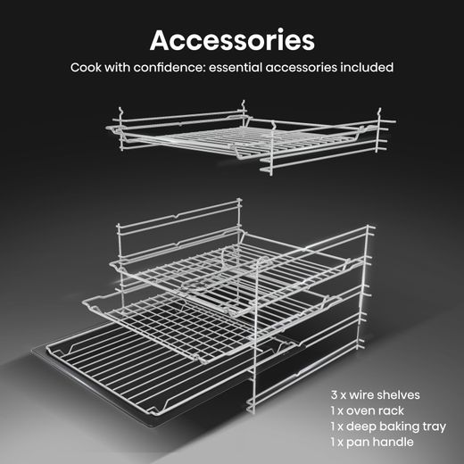 Hisense Hi6 Max HDCEC6C20X 60cm Wide Double Oven Electric Cooker with Ceramic Hob - Stainless Steel - Annotation - Accessories