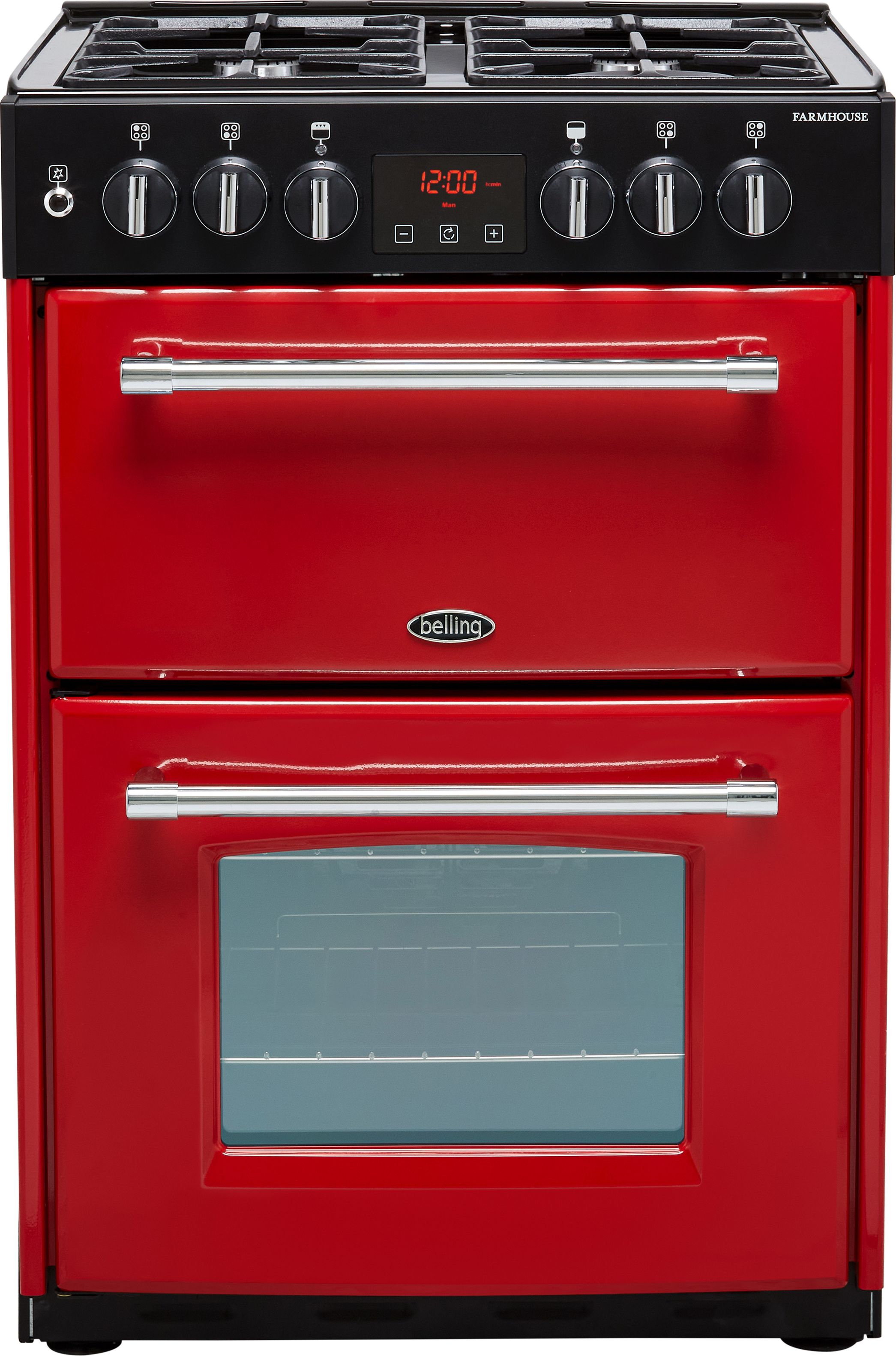 Belling Farmhouse60DF 60cm Freestanding Dual Fuel Cooker - Hot Jalapeno - AA Rated Red