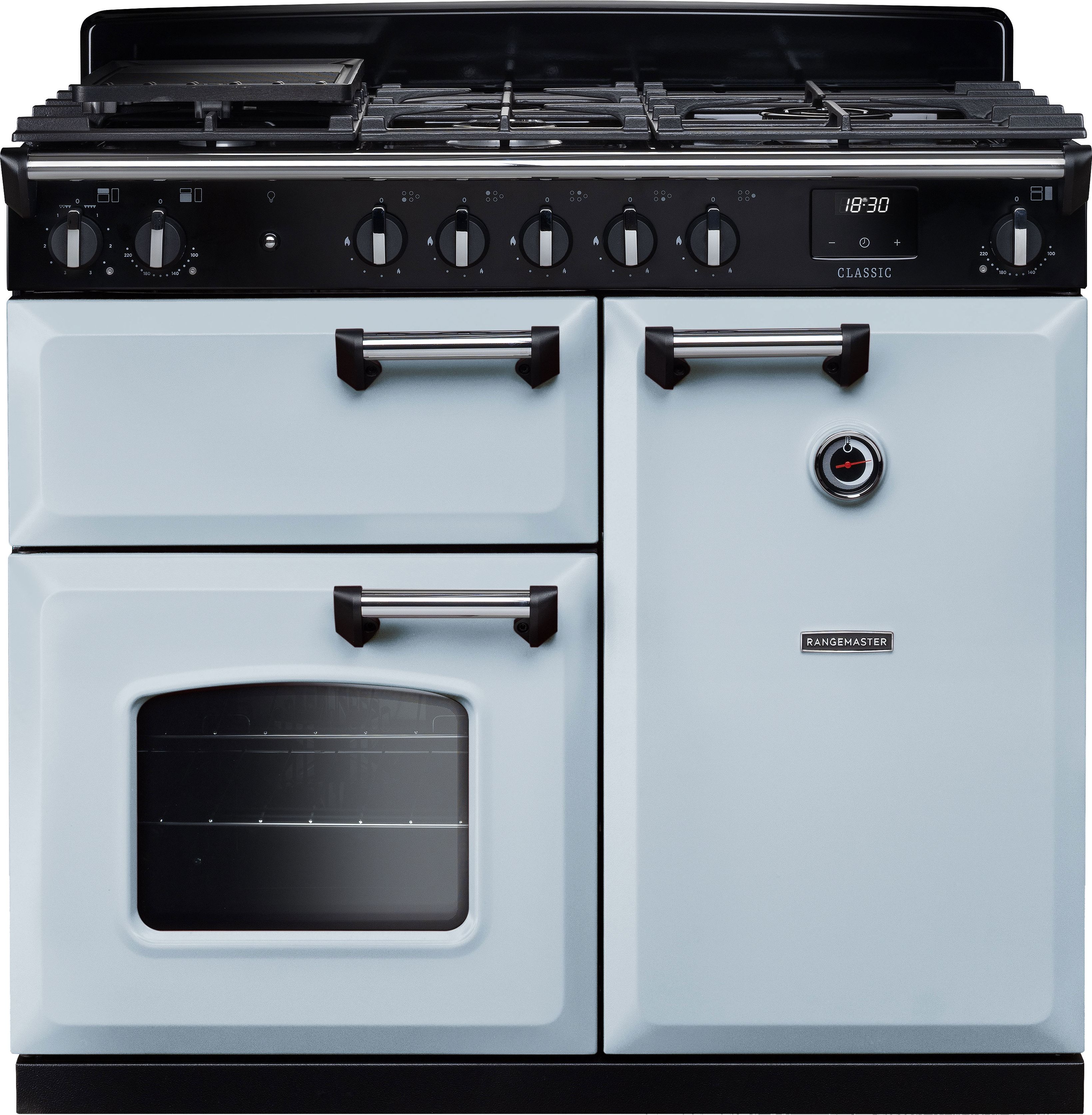 Rangemaster CL100DFPMSB/CM1 100cm Dual Fuel Range Cooker - Misty Blue