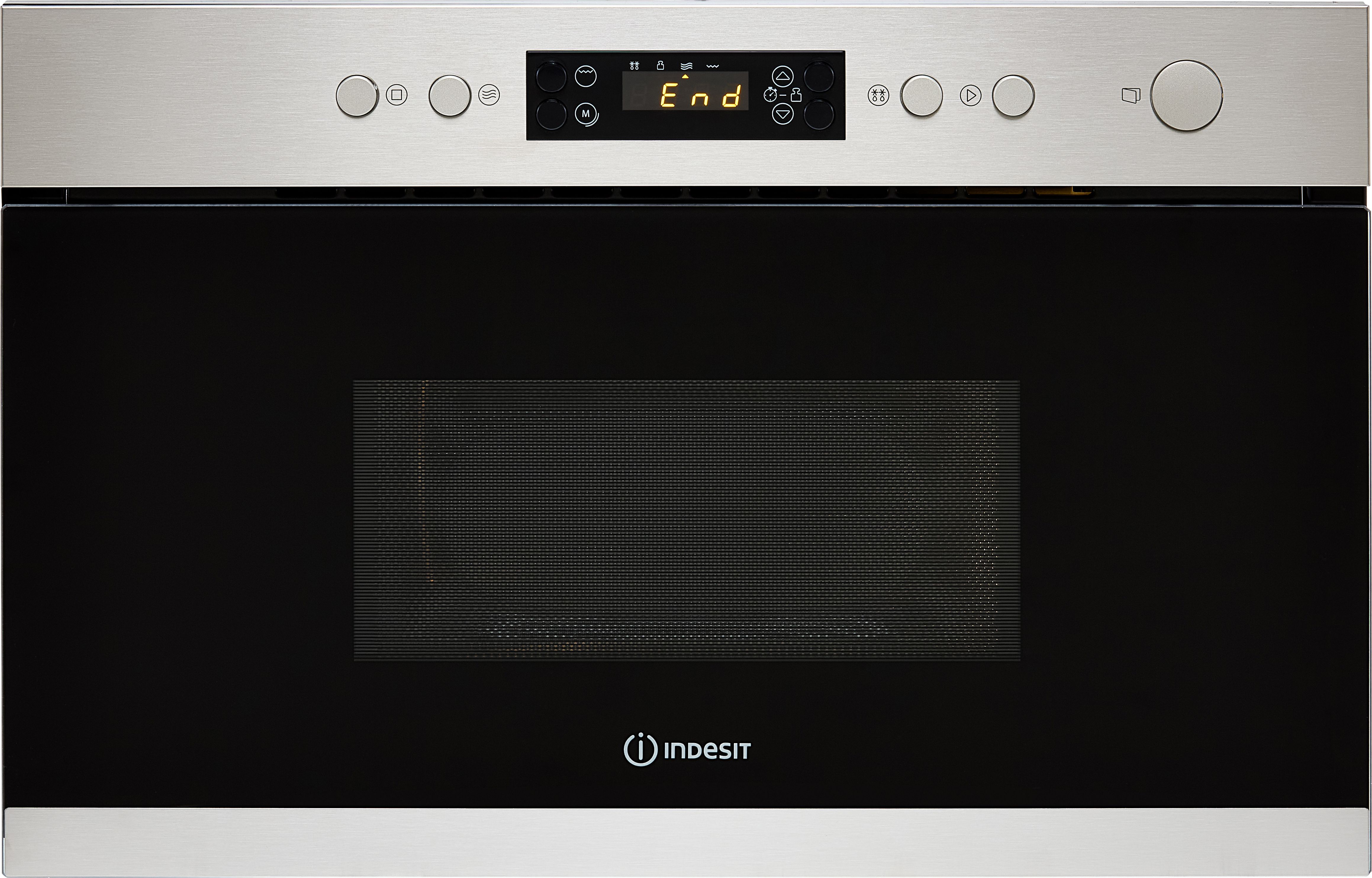 Indesit Aria MWI3213IX 38cm High, Built In Small Microwave With Grill - Stainless Steel, Stainless Steel