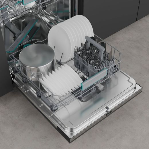 Hisense Fully Integrated Standard Dishwasher - Silver  - high perspective with door open shot
