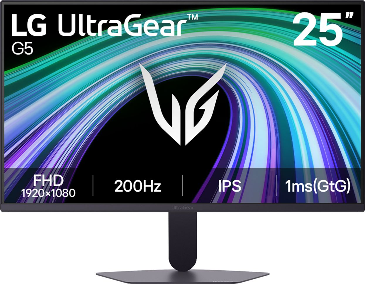 LG UltraGear G5 24.4" Full HD 200Hz Gaming Monitor with FreeSync™ Premium and NVidia G-Sync Black Black