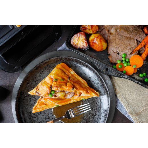 Breville Deep Fill Sandwich Toaster - Dark Steel - toasted sandwiches on plate shot