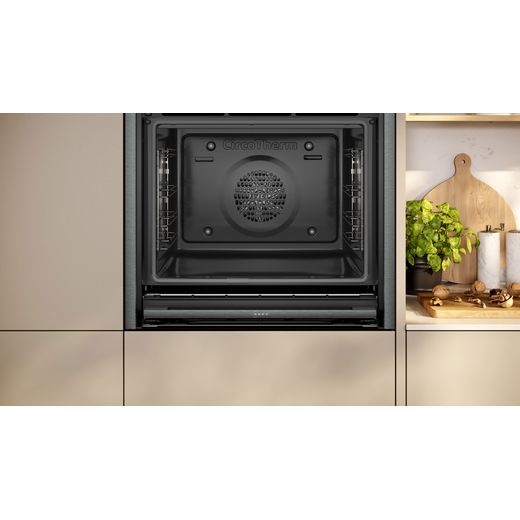 NEFF N70 Slide & Hide® Built In Electric Single Oven - Graphite - Inside cavity shot