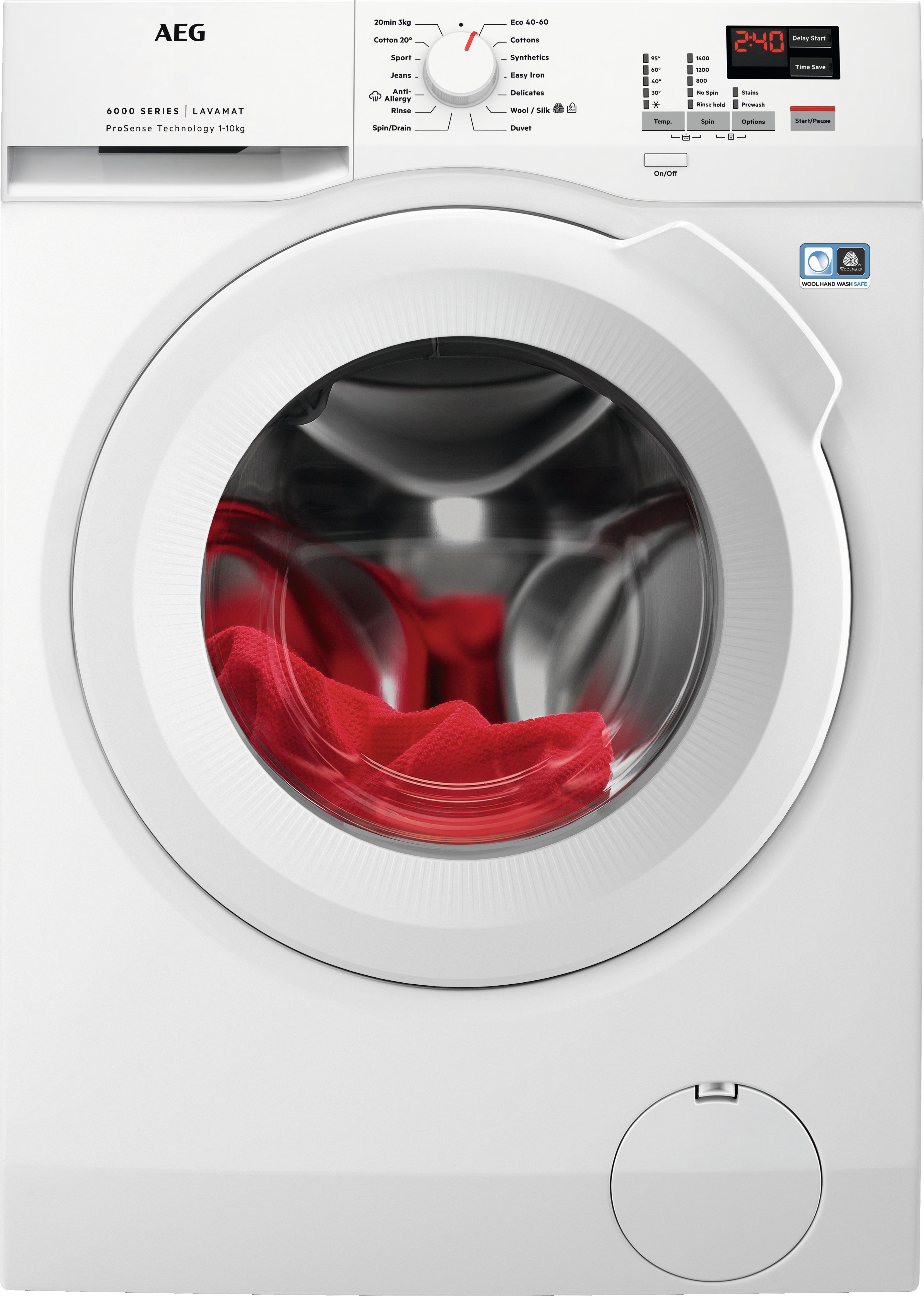 AEG ProSense Technology L6FBK141B 10kg Washing Machine with 1400 rpm - White - A Rated, White