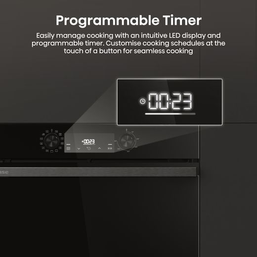 Hisense Hi2 BI626PBUPUK Built In Electric Single Oven with Pyrolytic Cleaning - Jet Black - Annotation - Programmable timer