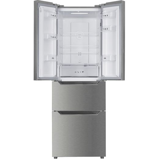 Russell Hobbs RH186FDFF602E1SS 186cm 60/40 Frost Free Fridge Freezer - Stainless Steel - front with door open shot
