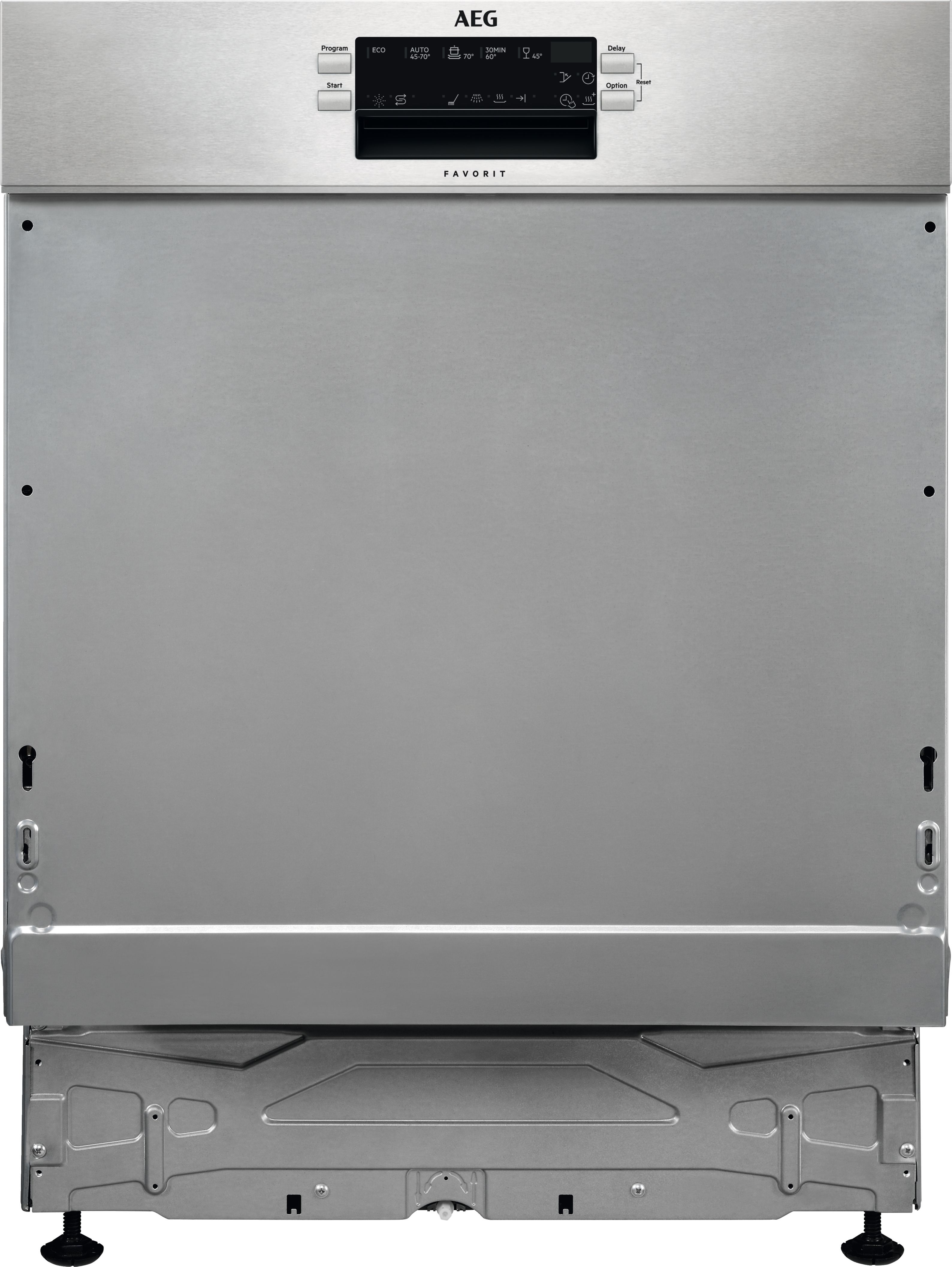 Image of AEG 6000 SatelliteClean® FEE64917ZM Semi Integrated Full Size Dishwasher - Stainless Steel Control Panel with Fixed Door Hinge Kit - C Rated, Stainless Steel