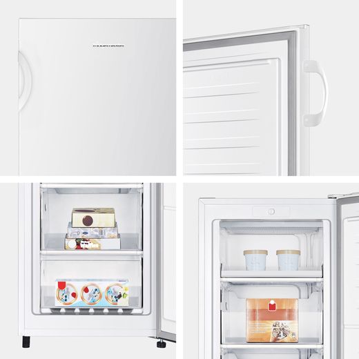 Fridgemaster MTZ55153E 143cm Small Upright Freezer - White - Close up detail shot