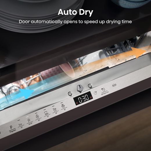 Hisense Integrated Standard Dishwasher - Black - Annotation - Autodry shot