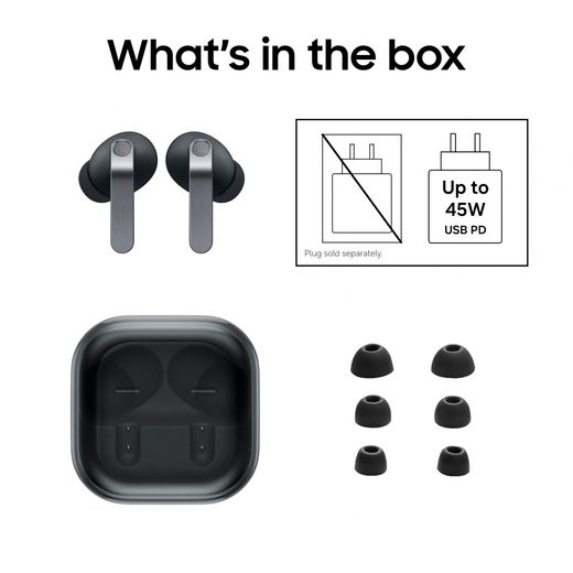 Samsung Galaxy Buds4 Pro Headphones - Black - Annotation - what's in the box shot