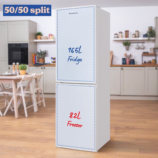 Russell Hobbs RH181TNF552E2W 181cm 50/50 Frost Free Fridge Freezer - White - Annotation - 50/50 split