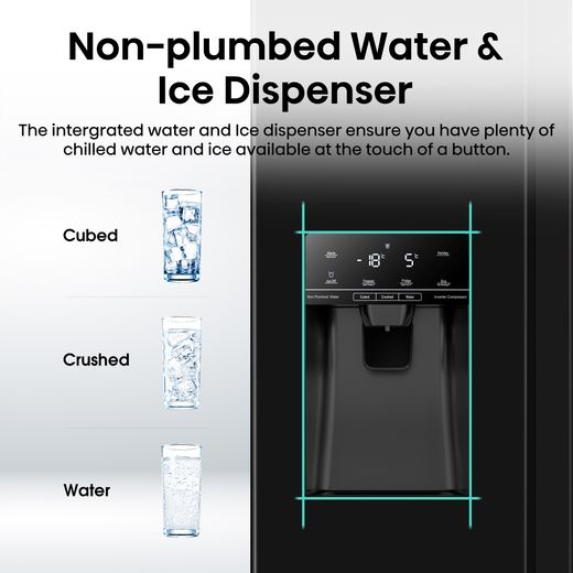 Hisense American Fridge Freezer - Black - Annotation - Water dispneser shot