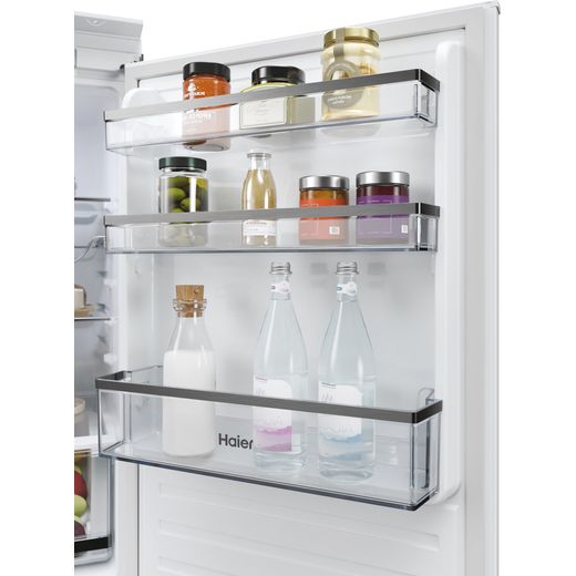 Haier Integrated Frost Free Fridge Freezer with Sliding Door Kit - White - Close up door shot