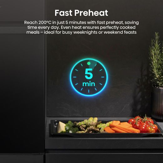Hisense Hi2 BI624CBPGUK Built In Electric Single Oven - Jet Black - Annotation - Fast preheat