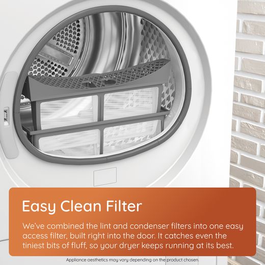 Hotpoint FabicCare C HSD 82M GG UK 8Kg Heat Pump Tumble Dryer - Graphite - Annotation - Easy clean filter