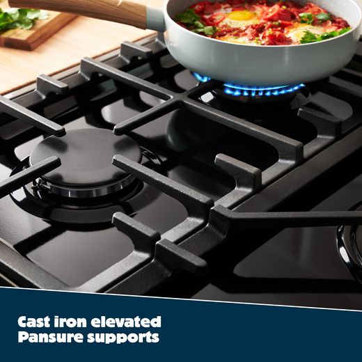 Belling Cookcentre 100DF 100cm Dual Fuel Range Cooker - Stainless Steel - Annotation - Cast Iron elevated pan supports