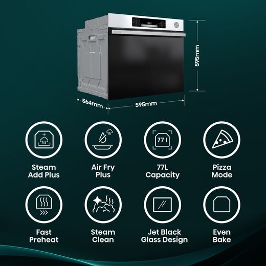 Hisense Hi4 BSA66221AXUK Built In Electric Single Oven - annotation - dimensions and features