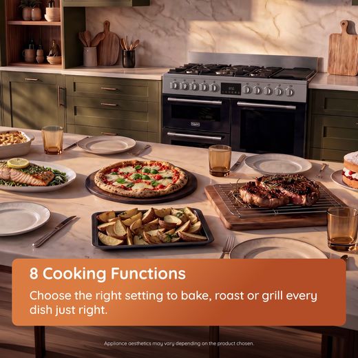 Hotpoint RH100CA21B 100cm wide Electric Range Cooker with Ceramic Hob - Black - annotation - 8 cooking function