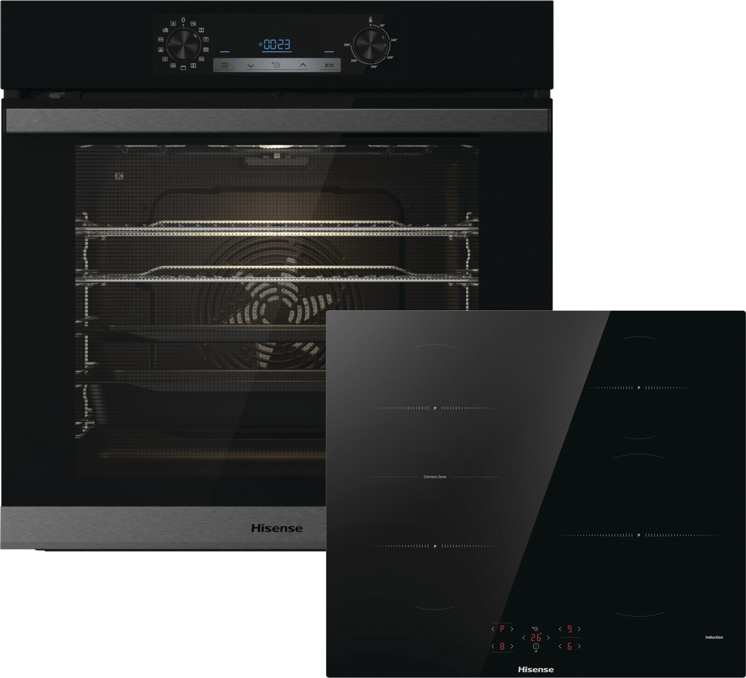 Hisense BI60651HIBUK Built In Electric Single Oven and Induction Hob Pack - Black - A+ Rated, Black