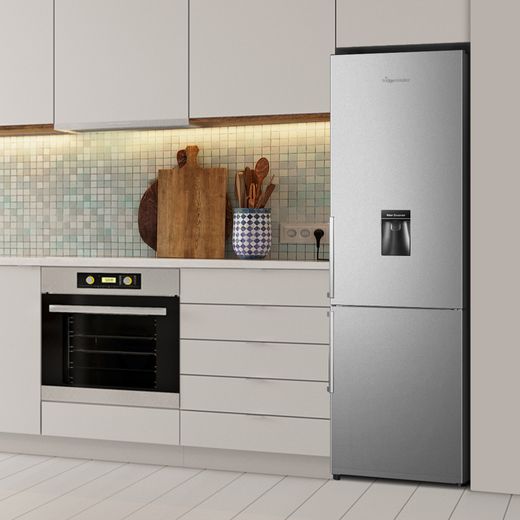 Fridgemaster MC55265DES 180cm 70/30 Fridge Freezer - Silver - Fridge freezer in kitchen