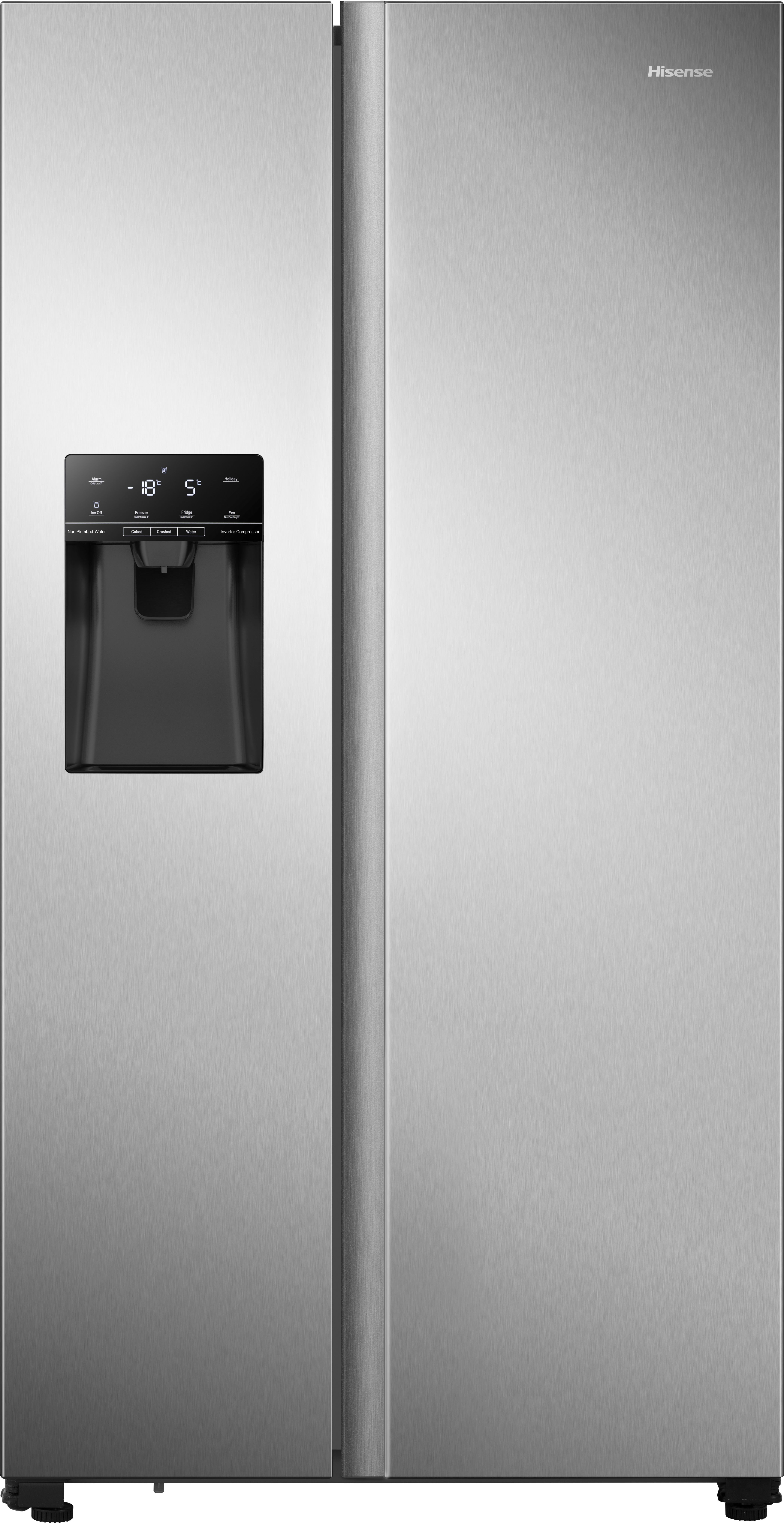 Hisense RS694N4TZE Non-Plumbed Frost Free American Fridge Freezer - Stainless Steel - E Rated, Stainless Steel