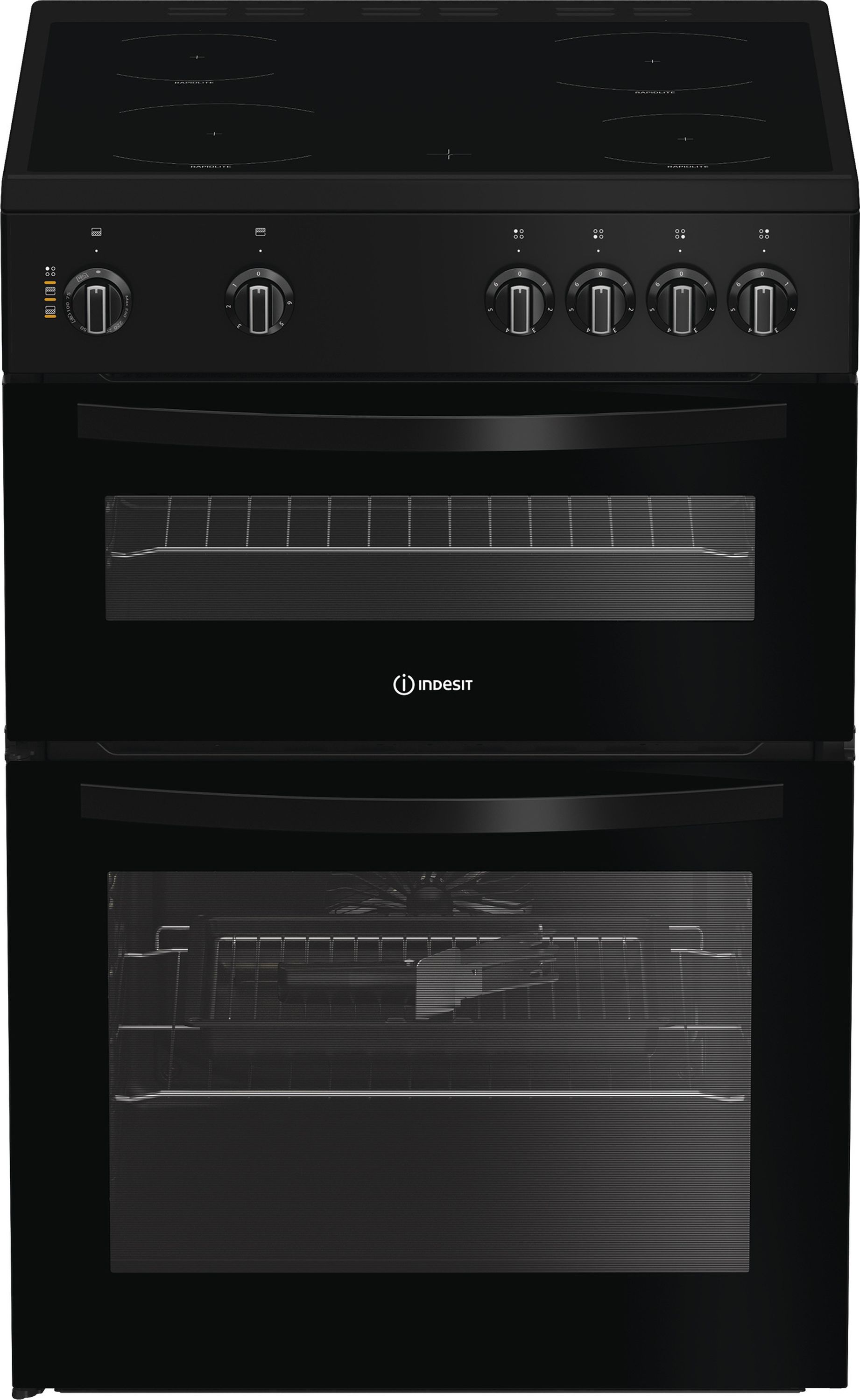 Indesit ITE6VMB 60cm Wide Single Oven Electric Cooker with Ceramic Hob - Black - A Rated, Black