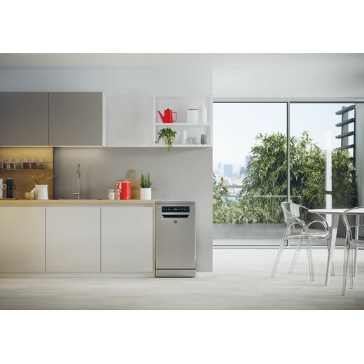 Hoover Slimline Dishwasher - Stainless Steel  - Dishwasher in kicthen  shot