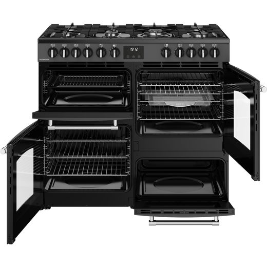 Belling FARMHOUSE 100DF Dual Fuel Range Cooker - Anthracite - Doors open