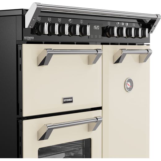 Stoves Richmond Deluxe 90Ei RTY 90cm Electric Range Cooker with Induction Hob - Cream - Right perspective shot 