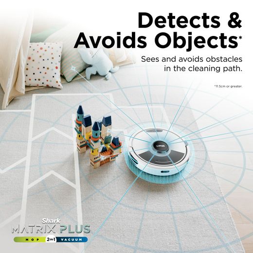 Shark Matrix Plus 2-in-1 Robotic Vacuum Cleaner - Silver - Annotation - Detects and avoids objects
