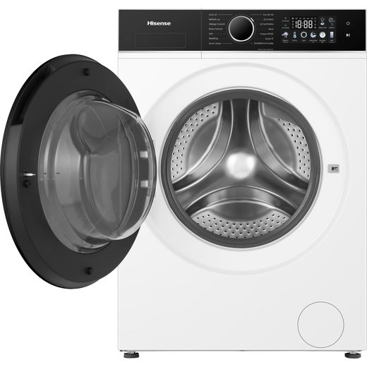 Hisense KitchenFit 3i Series WF3I9043BWFS2 9kg WiFi Connected Washing Machine with 1400 rpm - White - front with door open shot
