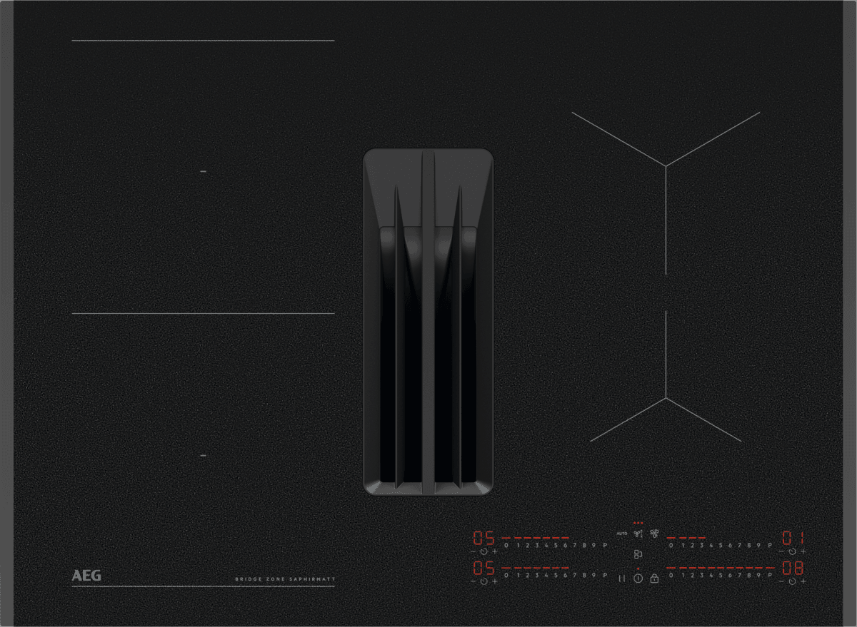 Image of AEG SaphirMatt® TCH74B01FZ 71cm Induction Hob - Matt Black - For External / Recirculation Ventilation, Black
