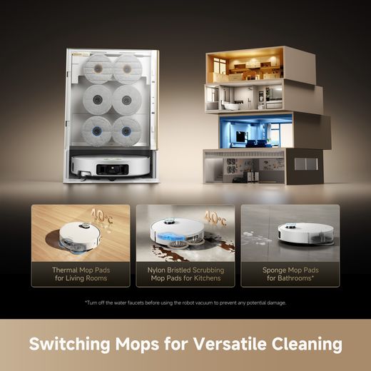 Dreame Matrix10 Ultra Robotic Vacuum Cleaner - White - Annotation - Switching mops