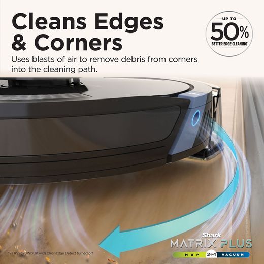 Shark Matrix Plus 2-in-1 Robotic Vacuum Cleaner - Black - Annotation - Cleans edges & corners