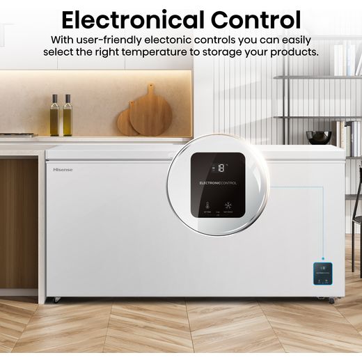 Hisense Chest Freezer - White - Annotation - Electronic controls shot 