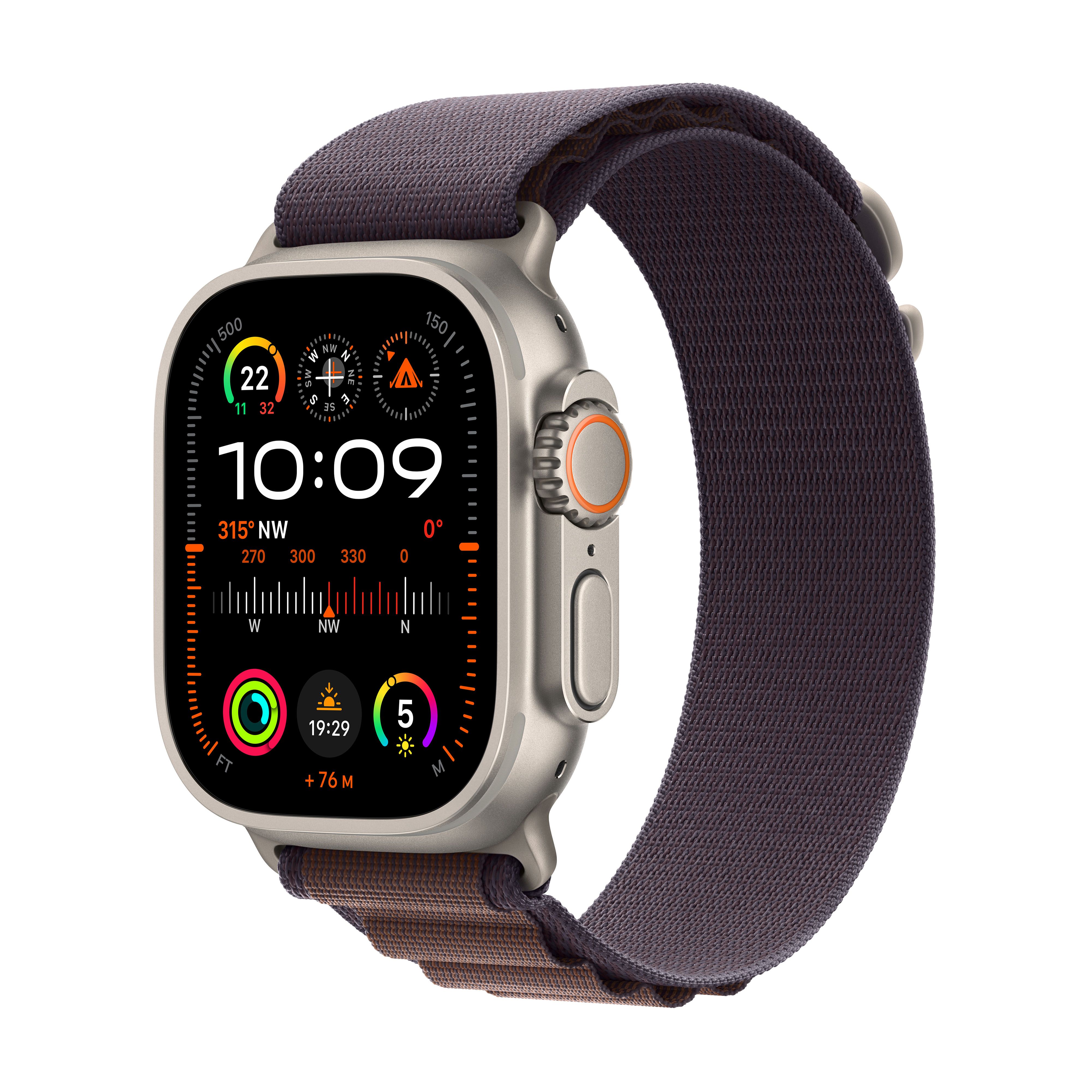 Apple Watch Ultra 2, 49mm, Titanium Case, GPS + Cellular [2023] - Indigo Alpine Loop - Small, Purple