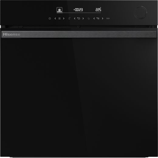 Hisense Hi6 BlackLine BSA66346PDBGUK Wifi Connected Built In Electric Single Oven with Pyrolytic Cleaning - Jet Black - Front shot